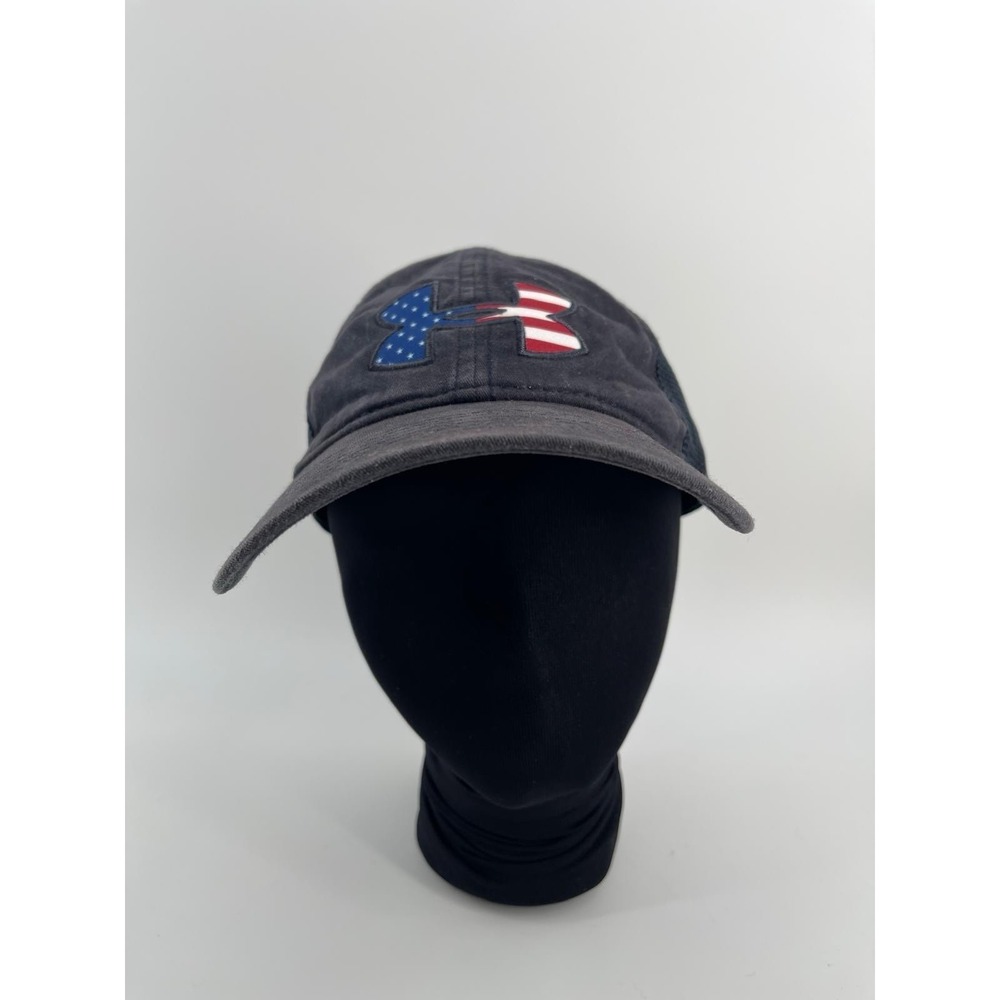 Under‎ Armour USA Flag Hat Mesh Trucker Cap Adjustable Black OSFM Logo